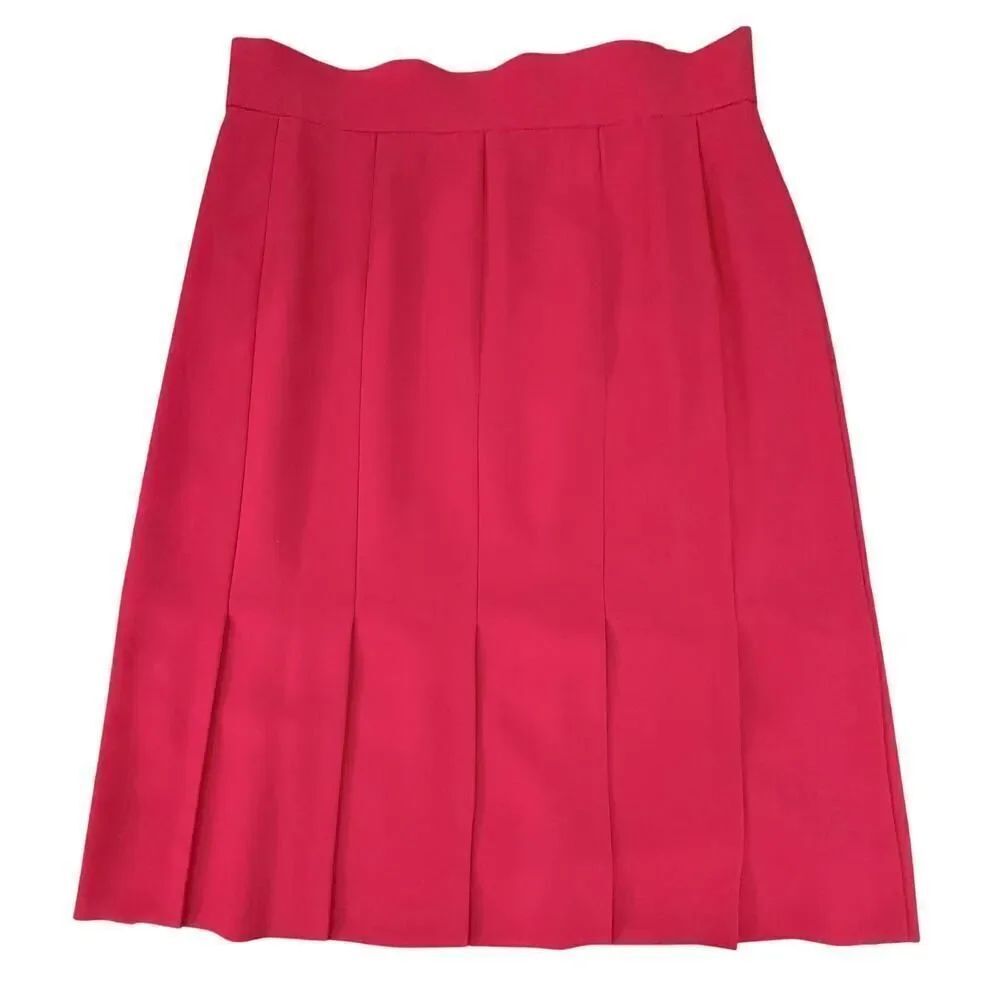 VTG Escada 100% New Wool Red Trumpet Panel Skirt Godet Flare Academia Careerwear - Picture 2 of 14